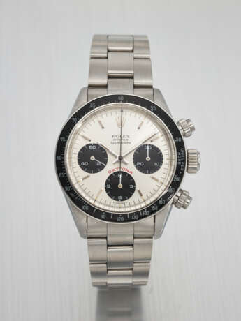 ROLEX. A RARE AND ATTRACTIVE STAINLESS STEEL CHRONOGRAPH WRISTWATCH WITH BRACELET - Foto 1