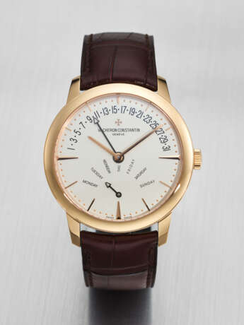 VACHERON CONSTANTIN. AN ELEGANT AND UNUSUAL 18K PINK GOLD AUTOMATIC WRISTWATCH WITH DOUBLE RETROGRADE DAY AND DATE - photo 1
