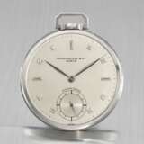 PATEK PHILIPPE. A RARE AND ATTRACTIVE PLATINUM AND DIAMOND-SET KEYLESS LEVER WATCH WITH SUBSIDIARY SECONDS - фото 1