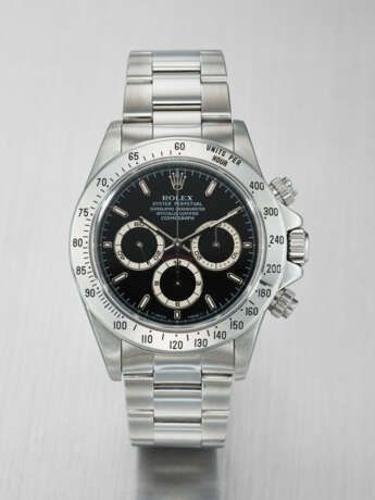 ROLEX. A RARE AND ATTRACTIVE STAINLESS STEEL AUTOMATIC CHRONOGRAPH WRISTWATCH WITH BRACELET - photo 1