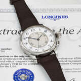 LONGINES. A RARE AND UNUSUAL OVERSIZED STAINLESS STEEL PILOT`S WRISTWATCH WITH SWEEP CENTRE SECONDS, WEEMS SECOND SETTING SYSTEM AND ENAMEL DIAL - Foto 2