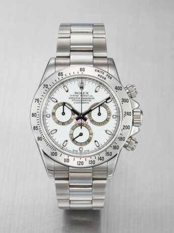 ROLEX. AN ATTRACTIVE STAINLESS STEEL AUTOMATIC CHRONOGRAPH WRISTWATCH WITH BRACELET - Foto 1