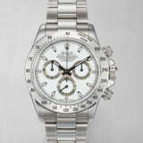 ROLEX. AN ATTRACTIVE STAINLESS STEEL AUTOMATIC CHRONOGRAPH WRISTWATCH WITH BRACELET - Foto 1