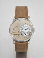 F.P. JOURNE. AN EARLY AND ATTRACTIVE PLATINUM AUTOMATIC WRISTWATCH WITH BRASS MOVEMENT, DATE AND POWER RESERVE
