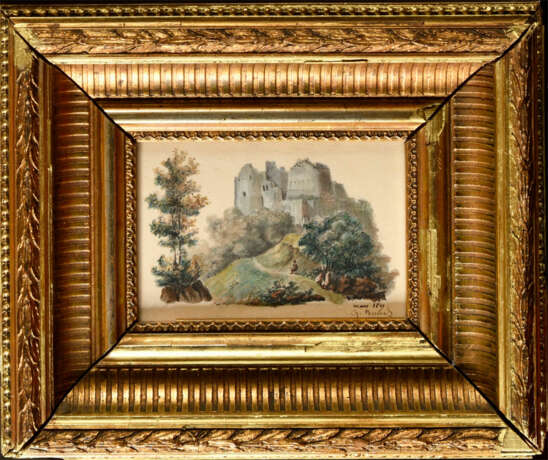Aurore DUPIN dite George SAND (1804-1876). Paysage animé au château en ruine - photo 1