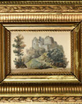 Aurore DUPIN dite George SAND (1804-1876). Paysage animé au château en ruine