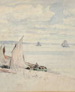 Эдуард Этьен Жуа. Édouard Étienne JOUAS (XIX-XX) . Les voiliers sur la plage
