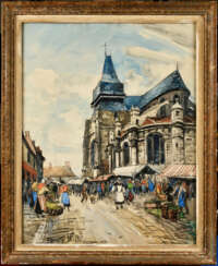 FRANK-WILL (1900-1951). Le marché à Houdan