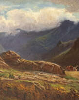 Alexandre René VÉRON (1826-1897), attribué à . Paysage de montagne animé