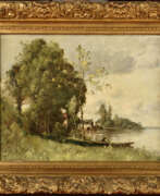 Paul Desire Trouillebert. Paul Désiré TROUILLEBERT (1829-1900). Pêcheur en barque avec un moulin au fond