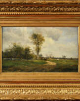 Jules ROZIER (1821-1882). Paysage de campagne animé