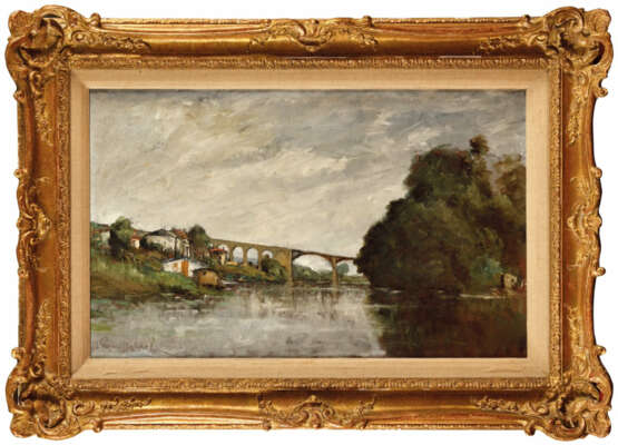 Paul Désiré TROUILLEBERT (1829-1900). Grand pont sur le fleuve - фото 1