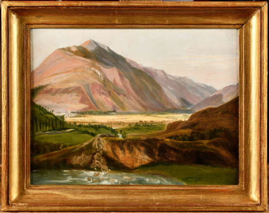Théodore ROUSSEAU (1812 - 1867). Vallée du Gresivaudant (Isère), au loin la ville de Montmelian - Foto 1
