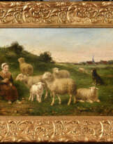 PETIT Charles ( ?- 1896) . Jeune gardienne de moutons