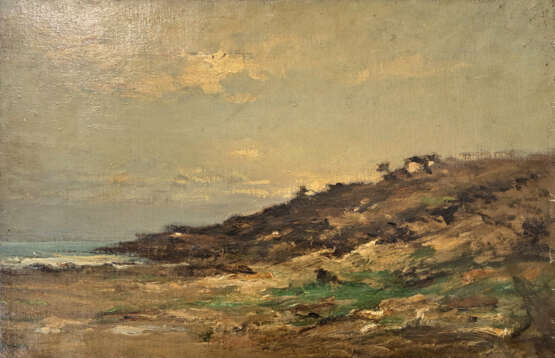 ATTRIBUÉ À ANTOINE GUILLEMET (FRANCE/ 1841-1918). Vue présumée de la plage de Villerville, Normandie - Foto 1