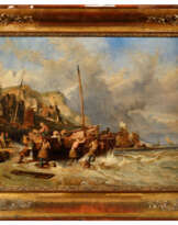 Eugène ISABEY (1803-1886), attribué à. Le départ des pêcheurs