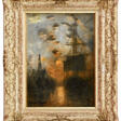 FRANK-BOGGS (1855-1926). Le port d'Anvers au coucher du soleil - Архив аукционов