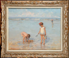 Charles ATAMIAN (1872-1947) . Les enfants sur la plage