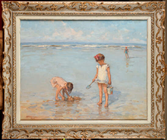 Charles ATAMIAN (1872-1947) . Les enfants sur la plage - Foto 1