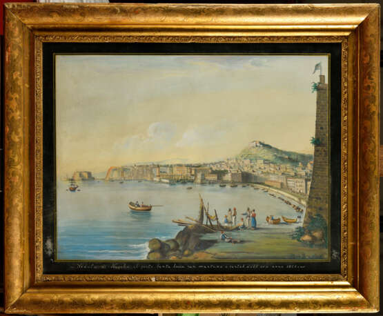 ECOLE NAPOLITAINE DU XIXEME SIECLE . Le Port de Santa Lucia, 1826 - photo 1