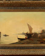 Paul Bistagné. Paul BISTAGNÉ (1850-1886). Les quais animés de la Lagune, Venise (1880)