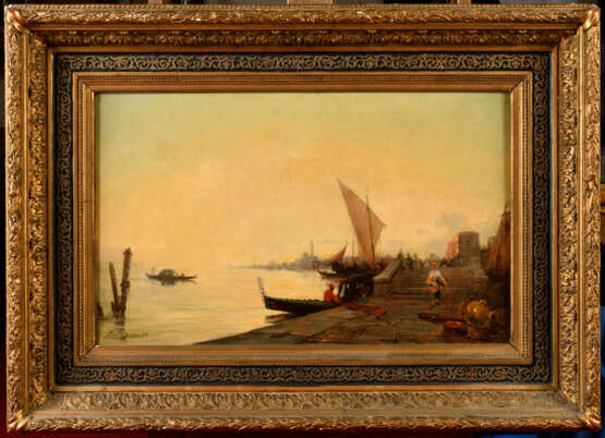 Paul BISTAGNÉ (1850-1886). Les quais animés de la Lagune, Venise (1880) - photo 1