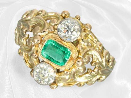 Ring: Sehr attraktiver, vintage Smaragd/Diamant-Go… - фото 1