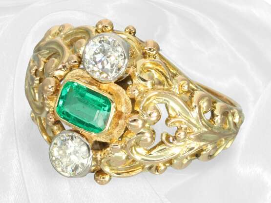 Ring: Sehr attraktiver, vintage Smaragd/Diamant-Go… - фото 3
