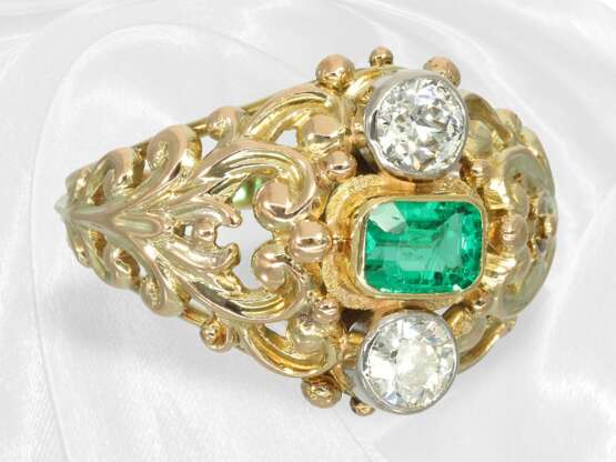 Ring: Sehr attraktiver, vintage Smaragd/Diamant-Go… - фото 4