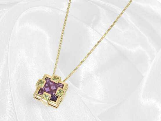 Kette/Anhänger: feine Panzerkette mit 18K Amethyst… - фото 1