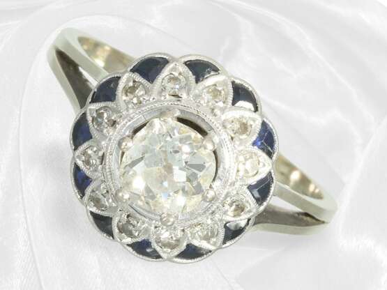 Ring: Antiker Saphir/Diamant-Goldschmiedering mit… - photo 1