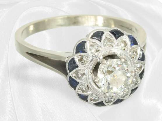 Ring: Antiker Saphir/Diamant-Goldschmiedering mit… - photo 2