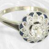 Ring: Antiker Saphir/Diamant-Goldschmiedering mit… - фото 2