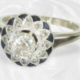 Ring: Antiker Saphir/Diamant-Goldschmiedering mit… - фото 3