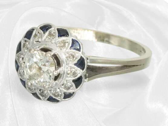 Ring: Antiker Saphir/Diamant-Goldschmiedering mit… - фото 4