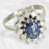 Ring: Vintage Saphir/Brillant-Blütenring, ca. 2ct… - фото 2