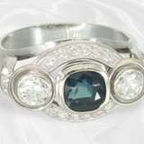 Ring: Kreativ gefertigter vintage Saphir/Brillant… - photo 2