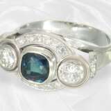 Ring: Kreativ gefertigter vintage Saphir/Brillant… - Foto 3
