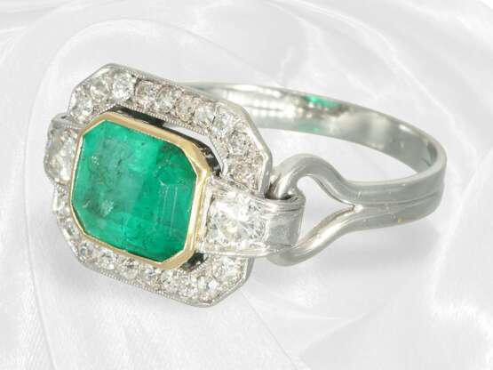 Ring: Schöner Smaragd/Diamant-Goldschmiedering, ca… - photo 3