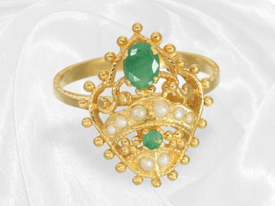 Höchkarätiges, orientalisches Smaragd/Perlen-Set,… - фото 5