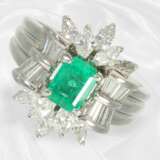 Ring: vintage Platinring mit Smaragd und Diamanten… - photo 1