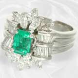 Ring: vintage Platinring mit Smaragd und Diamanten… - фото 3