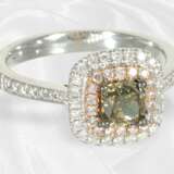 Ring: sehr hochwertiger Diamantring mit grünem Fan… - photo 2