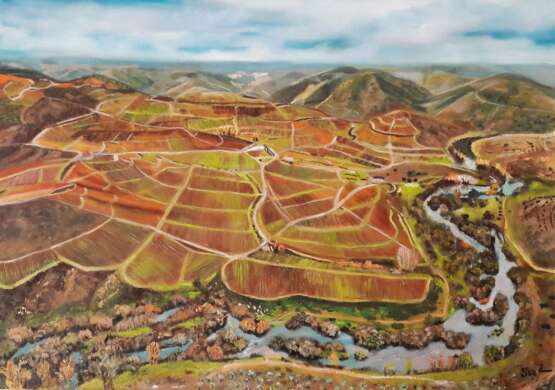 *VALE DO DOURO*Португалия Leinwand auf dem Hilfsrahmen Ölfarbe Realismus Landschaftsmalerei Portugal 2023 - Foto 1