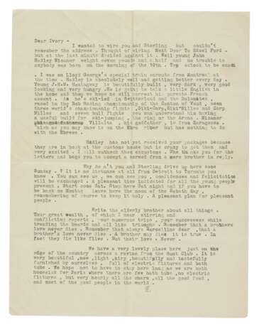 Hemingway, Ernest | Typed letter to Marcelline, announcing the birth of his first son and the publication of his first book - Foto 2