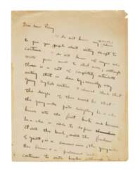Hemingway, Ernest | Autograph letter draft, about the principles of good writing; "I wrote a book called The Sun Also Rises in six weeks"
