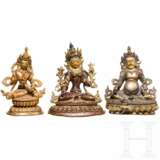 Drei Bronzefiguren, Tibet/Nepal, 20. Jhdt. - Foto 1