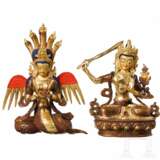 Zwei Bronzefiguren, Naga Kanya und Manjushri, Nepal, 20. Jhdt. - photo 1