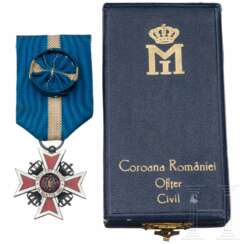 Orden der Krone von Rumänien, Zivilverdienst - Offizierskreuz, 20. Jhdt.