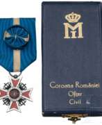 Romania. Orden der Krone von Rumänien, Zivilverdienst - Offizierskreuz, 20. Jhdt.